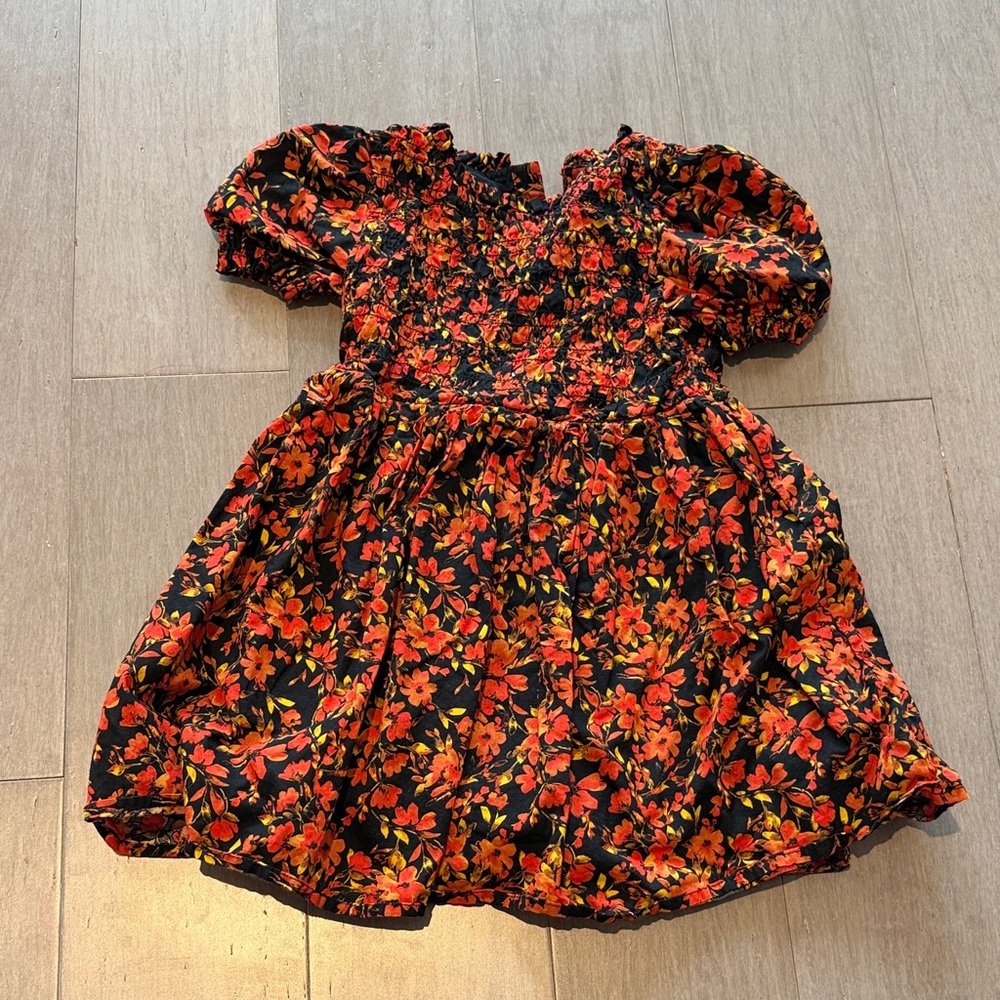 Gap size 4 Floral Kids Dress - Black and Red